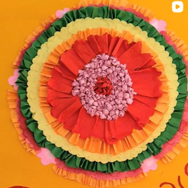A bright handcrafted rangoli for a festival